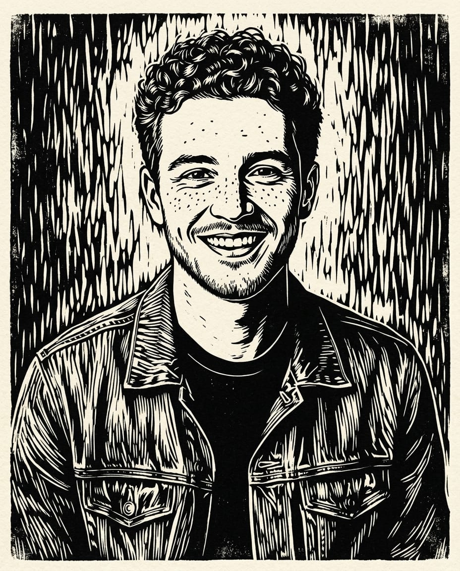 Linocut Print result from the source portrait